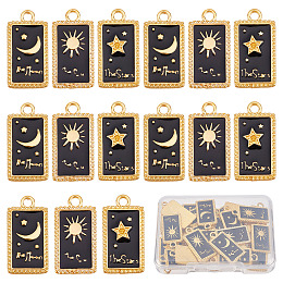 SUNNYCLUE 30Pcs 3 Style Alloy Enamel Pendants, Rectangle, Mixed, 23x12x2mm, Hole: 2mm, 10pcs/style