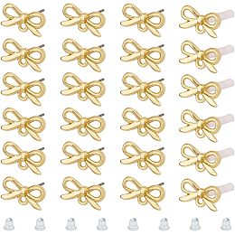 SUPERFINDINGS 40Pcs Bowknot Stud Earrings Alloy Stud Earring Findings Earring Posts Stud Earrings with 80Pcs Plastic Ear Nuts for Earring DIY Jewelry Making, Hole: 1.4mm, Pin: 0.7mm