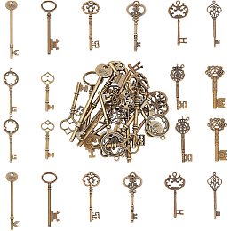 SUNNYCLUE 20Pcs 10 Style Skeleton Keys Charms Vintage Keys Tibetan Style Alloy Big Pendants for DIY Art Craft Jewelry Making Necklace Crafts, Antique Bronze