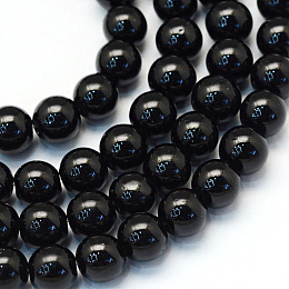 Baking Painted Glass Pearl Bead Strands, Pearlized, Round, Black, 3~4mm, Hole: 0.5mm; about 195pcs/strand, 23.6 inches