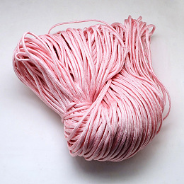 Honeyhandy 7 Inner Cores Polyester & Spandex Cord Ropes, Solid Color, for Rope Bracelets Making, Pink, 4~5mm, about 109.36 yards(100m)/bundle, 420~500g/bundle