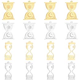 DICOSMETIC 8pcs 2 Style 2 Colors Hourglass Charms Stainless Steel Flat Sandglass Charms Day and Night Pattern Hourglass Charms Sand Clock Pendants with Moon Sun for Jewelry Making,Hole:1.4mm