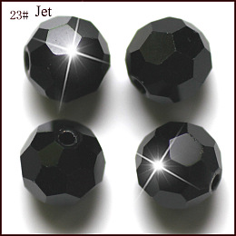 Honeyhandy Imitation Austrian Crystal Beads, Grade AAA, Faceted, Round, Black, 6mm, Hole: 0.7~0.9mm