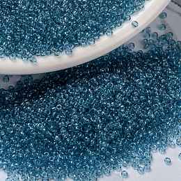 MIYUKI Round Rocailles Beads, Japanese Seed Beads, 15/0, (RR1880) Transparent Blue Gray Gold Luster, 1.5mm, Hole: 0.7mm, about 5555pcs/10g