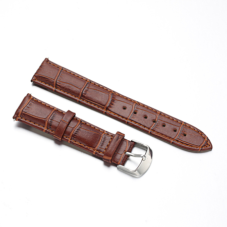 Gorgecraft Leather Watch Bands, with Stainless Steel Clasps, Saddle Brown, 87x20x2mm; 125x18x2mm