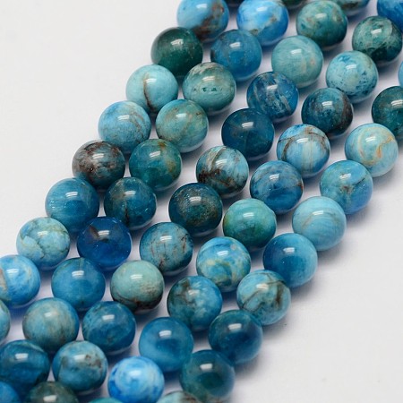 ARRICRAFT Natural Apatite Beads Strands, Round, 6.5mm, Hole: 1mm, about 62pcs/strand, 15.7 inches