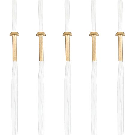 CHGCRAFT 5Sets Fiberglass Wicks with Brass Tube Holder Golden Metal Wick Holders with Lamp Wick Fiberglass Wick Replacement for Oil Rock Candle Lamp Lantern Making