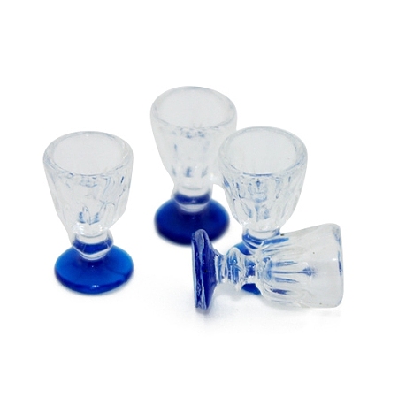 Honeyhandy Resin Miniature Goblet Ornaments, Micro Landscape Garden Dollhouse Accessories, Pretending Prop Decorations, Blue, 9x15mm