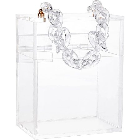 Pandahall Elite Gift Box Bracelet Handle Acrylic Wedding Card Box with Swing Lid for Displaying Birthdays Valentines Day Christmas Grooms Gifts 12.2x8x15.2cm /4.8x3.18x6