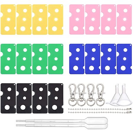 BENECREAT 20 Packs Essential Oil Opener Key Tool with 10pcs Chains and Snap Hooks,10pcs 1ml Transfer Pipettes, 4pcs Funnel Hopper for Roller Bottles Cap Remove