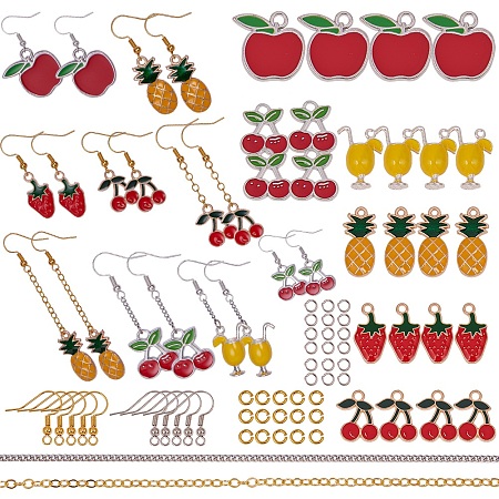 SUNNYCLUE DIY Earring Making, with Alloy Enamel Charms/Pendants and Metal Earring Findings, Mixed Color, 7.4x7.2x1.7cm