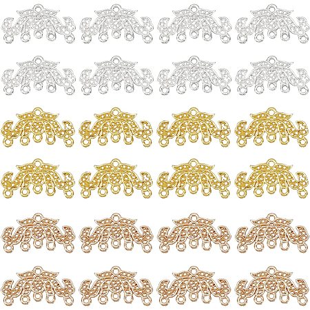 Arricraft 60 Pcs 3 Colors Alloy Connector Links, Chandelier Components Charm Links with 6 Holes, Rhinestone Connector Charms for Dangle Earring Jewellery Making