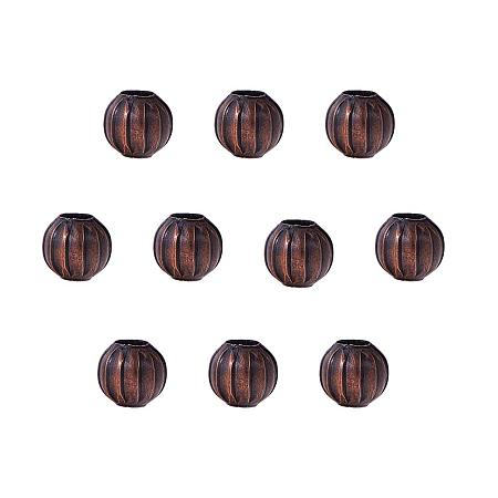 PandaHall Elite 400pcs 6mm Iron Corrugated Beads Pumpkin Iron Metal Spacer Beads for Necklaces Bracelets Jewelry Making, Red Copper