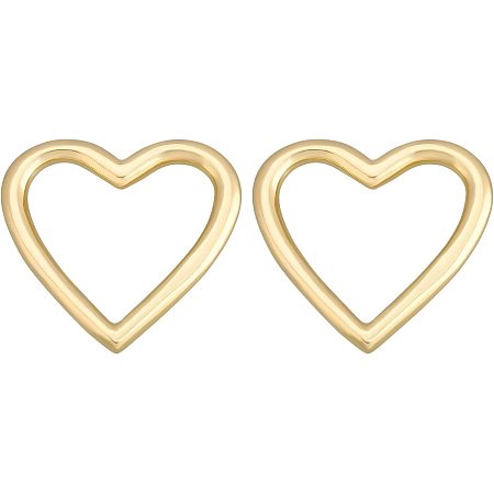 BENECREAT 10Pcs 18K Gold Plated Heart Brass Linking Rings Love Heart Connector for Earring Necklace Jewelry Making