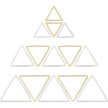 SUNNYCLUE 60Pcs 3 Sizes Triangle Linking Rings Triangle Open Bezel Charms Earring Charm Connector Links Frames for DIY Crafts Earring Necklace Resin Pendant Making, Sliver & Golden