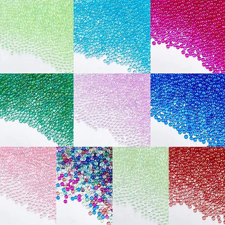 OLYCRAFT 150g 2mm Glass Bubble Beads Colorful UV Resin Bubble Beads Glass Seed Beads Water Droplet Bubble Beads No Hole Bubble Beads for Resin Crafting and Nail Arts - 10 Colors