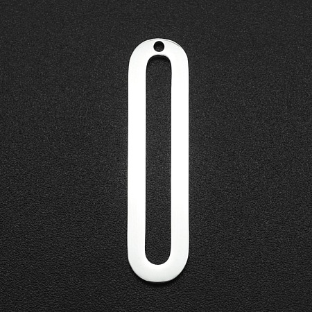 Honeyhandy 201 Stainless Steel Open Back Bezel Pendants, For DIY UV Resin, Epoxy Resin, Pressed Flower Jewelry, Oval, Laser Cut, Stainless Steel Color, 30x7x1mm, Hole: 1.2mm