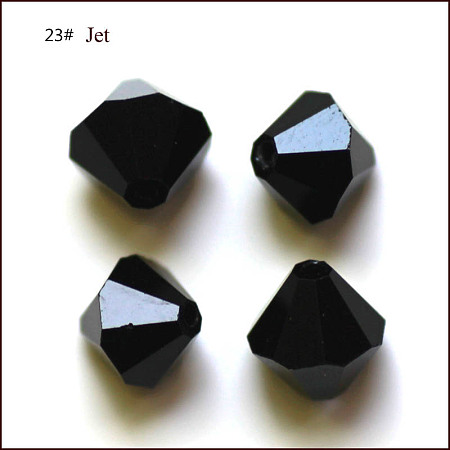 Honeyhandy Imitation Austrian Crystal Beads, Grade AAA, Faceted, Bicone, Black, 3x3mm, Hole: 0.7~0.9mm