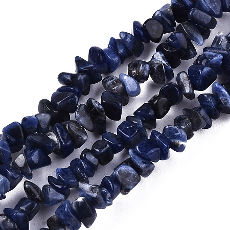 Honeyhandy Natural Sodalite Beads Strands, Chip, 3~8x3~8x2~6mm, Hole: 0.8mm, about 340~355pcs/strand, 35.43 inch(90cm)