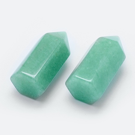 ARRICRAFT Natural Green Aventurine Pointed Beads, Undrilled/No Hole Beads, Bullet, 33~35x16~17x14.5~15mm