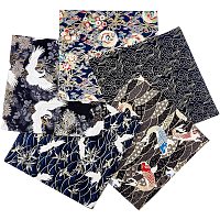 GORGECRAFT 5 PCS Cotton Precut Fabric Bundle Squares Patchwork Japanese Style Wrapping Cloth Quilting Sewing for DIY Scrapbook Craft Making 18.9 x 18.9 Inches (Black)