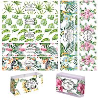 PandaHall Elite 9 Styles Wrap Paper Tape for Homemade Soap, 90pcs Leaf Flower Word Soap Wrapper Tropical Soap Paper Tag Soap Sleeves Covers for Homemade Soap Bar Packaging