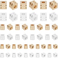 PandaHall Elite 140pcs Hollow Cube Beads, 2mm 3mm 4mm Square Spacer Beads Brass Loose Beads Grooved Spacers for Bracelet Jewelry Making DIY Crafts, Golden & Silver