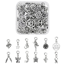 Tibetan Style Alloy Large Hole European Dangle Beads & Alloy European Dangle Beads, Large Hole Pendants, Antique Silver, 12 patterns, 6pcs/pattern, 72pcs/box