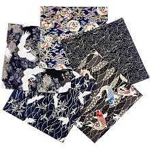 GORGECRAFT 5 PCS Cotton Precut Fabric Bundle Squares Patchwork Japanese Style Wrapping Cloth Quilting Sewing for DIY Scrapbook Craft Making 18.9 x 18.9 Inches (Black)