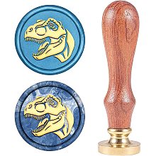 CRASPIRE Wax Seal Dinosaur Animal Sealing Wax Stamp 25mm Brass Seal Head with Wooden Handle Retro Brass Head Sealing Stamp Removable for Wedding Envelopes Invitation Halloween Christmas Xmas Party