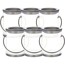 BENECREAT 8pcs 2.68x2 Inch Round Clear Cylinder Box PVC Plastic Column Box with Silver Tinplate Bottom Lid and Handle for Storage of Jewelry Cotton Pad Cotton Swab and Hairbands