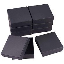 BENECREAT 8 Pack Black Cardboard Jewelry Ring Boxes 4.7x4.7x1.6" Kraft Paper Box Square Gift Box with Sponge for Bracelet Rings Storage and Display