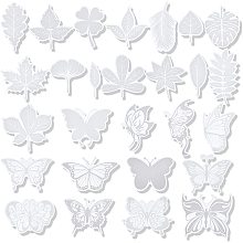 GORGECRAFT 2 Sets 28PCS Large Anti-Collision Window Clings Transparent Leaf Glass Stickers Butterfly Translucent Alert Bird Window Decals Removable for Glass Window Sliding Doors to Prevent Bird