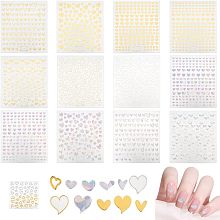 OLYCRAFT 13 Sheets Heart Theme Nail Art Stickers Heart Self-Adhesive Nail Art Decals Bronzing Heart Laser Heart Nail Decal for DIY Nail Decals Design Manicure Decoration Scrapbooking