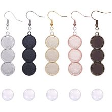 PH PandaHall 40 Sets 3-Consecutive Earring Blanks, 40pcs 8 Colors Round Earring Bezel Trays Backs Base Blank, 120pcs Glass Cabochon Dome Tiles and 40pcs Earring Hooks for DIY Jewelry Making