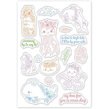 GLOBLELAND Ocean Animal and Plant Silicone Clear Stamps with Octopus Dolphin Style for Card Making DIY Scrapbooking Photo Album Decorative Paper Craft,6.3x4.3Inch