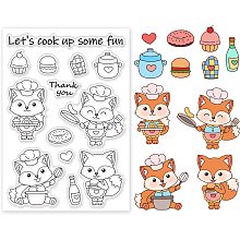 BENECREAT Fox Cook Clear Stamps Kitchenware Condiment Food Donuts Burgers PVC Silicone Stamps for DIY Scrapbooking, Photo Album Decorative, Cards Making, 6.3x4.3 inch