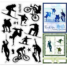 GLOBLELAND Snow Sports Transparent Clear Stamps Skateboard Mountain Bike Embossing Stamp Sheets Silicone Clear Stamps Seal for DIY Scrapbooking and Card Making Paper Craft Decor