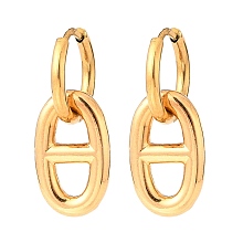 Honeyhandy Soda Pull Tab Earrings, 304 Stainless Steel Huggie Hoop Earrings, Oval, Golden, 25.5mm, Pin: 0.8mm