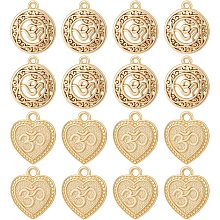 BENECREAT 20Pcs 2 Style OM Yoga Charms 18K Gold Plated OM Symbol Charms Pendants for DIY Jewelry Making