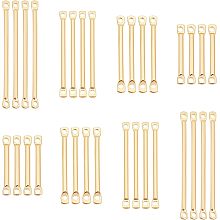 PandaHall Elite 80pcs 14K Gold Plated Earring Links Bars Connectors, Brass 2-Hole Earring Strip Stick Golden Bar Jewelry Connector for DIY Earring Bracelet Jewelry Making Arts Crafts, 4 Size