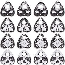 SUNNYCLUE 1 Box 24Pcs Gothic Style Cat Charms Black White Halloween Enamel Ouijas Charm Silver Tarot Planchette Board Charms Sun Teardrop Heart Shape Charms for Jewelry Making Charm Occult Supplies