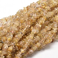 Honeyhandy Natural Rutilated Quartz Chip Beads Strands, 5~14x4~10mm, Hole: 1mm, about 15.5 inch~16.1 inch