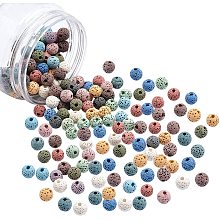 NBEADS 1 Box About 150 Pcs Natural Dyed Lava Beads, 8.5mm Colored Unwaxed Round Loose Beads for Perfume Essential Oil Beads, Aromatherapy Beads, Hole: 1.5~2mm