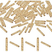 Beebeecraft 1 Box 200Pcs Tube Beads 18K Gold Plated Column Noodle Loose Spacer Beads Hollow 10x1.5mm for DIY Bracelet Necklace Jewelry Making Hole: 1mm