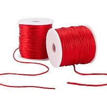 PandaHall Elite 125 Yards Satin Nylon Cords, 1mm 1.5mm Rattail Silk Trim Thread Chinese Knotting String Christmas String for Friendship Bracelet Kumihimo Macramé Dream Catchers Braid Hair Jewelry Making