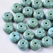 Honeyhandy Acrylic Beads, Imitation Turquoise Style, Rondelle, Turquoise, 13x7mm, Hole: 2mm, about 610pcs/500g