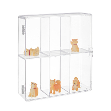 OLYCRAFT 2-Tier 6 Grids Transparent Plastic Action Figures Display cases, Dustproof Model Rack for Minifigures Toys, Rectangle, Clear, 18.9x5.6x20.3cm, Inner Diameter: 9.8x20.3cm