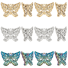 DICOSMETIC 18Pcs 3 Colors 304 Stainless Steel Pendants, Butterfly, Mixed Color, 24x30x2mm, Hole: 1.8mm, 6pcs/color