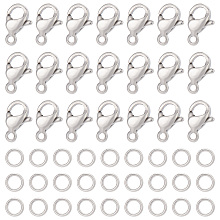 SUNNYCLUE 120Pcs 304 Stainless Steel Lobster Claw Clasps with 120Pcs Open Jump Rings, Stainless Steel Color, Clasp: 9x6x3mm, Hole: 1mm; Jump Rings: 4x0.7mm(21 Gauge), Inner Diameter: 2.6mm